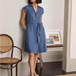 Boden Denim Blue Midi Dress with Belt NWT Size 4R